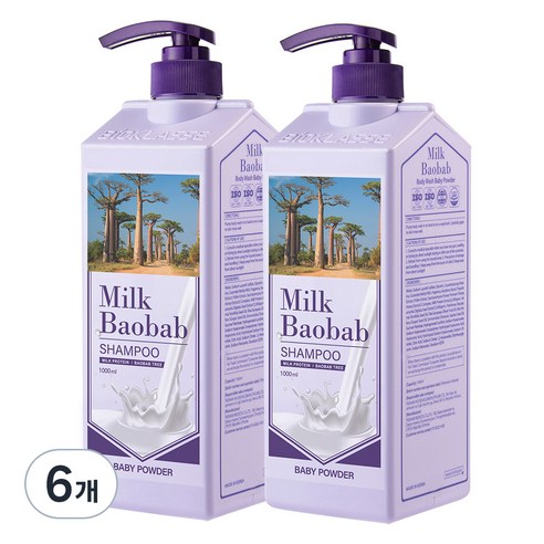 밀크바오밥 샴푸 베이비파우더향, 1000ml, 6개