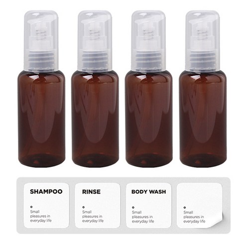 소낙소낙 깔끔보관 펌핑용기 60ml, 브라운, 4개