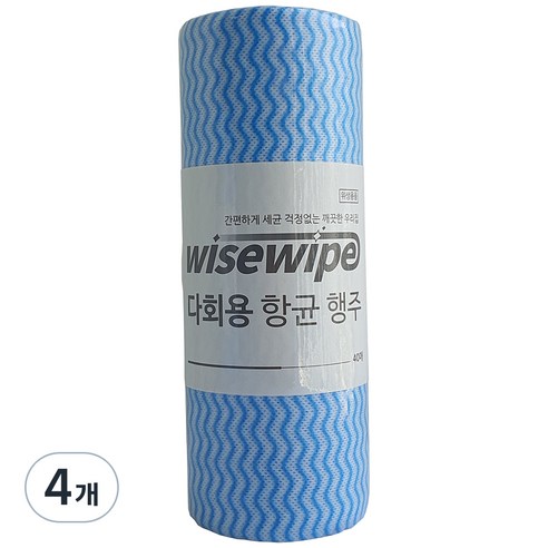 와이즈와이프 다회용 항균 롤행주, 40개입, 4개