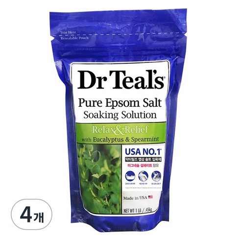 닥터틸즈 솔트 유칼립투스 앤 스피아민트 입욕제, 450g, 4개