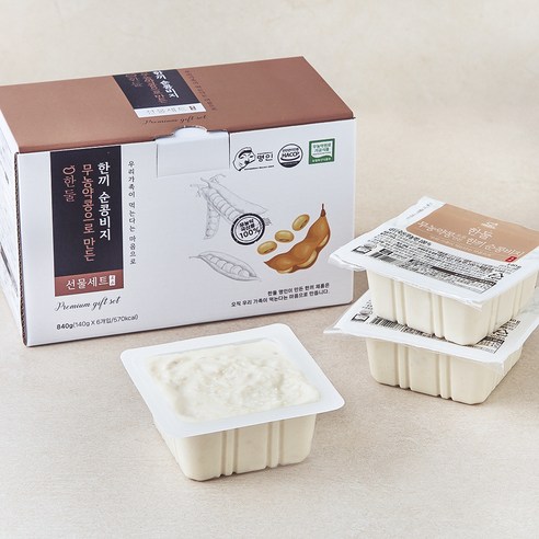 한둘 무농약콩으로 만든 한끼 순콩비지, 140g, 6개