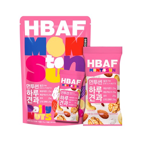 바프 먼투썬 하루견과 핑크, 20g, 10개