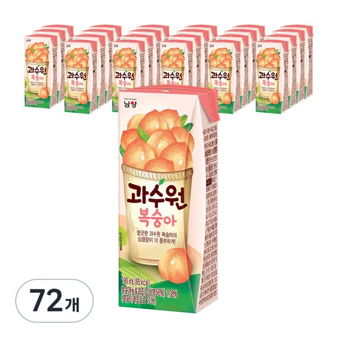 남양유업 과수원 복숭아 음료, 190ml, 72개