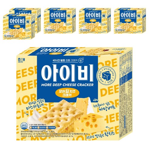 해태제과 아이비 모어딥치즈 크래커, 270g, 6개