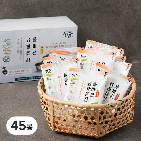 김이가 올바른 구운 곱창돌김, 3g, 45개