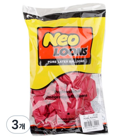 네오텍스 30 cm 라운드풍선 50p, 펄 푸치샤, 3개