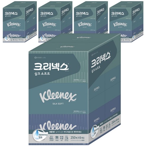 크리넥스 실크소프트 미용티슈 천연펄프 2겹 250매, 30개