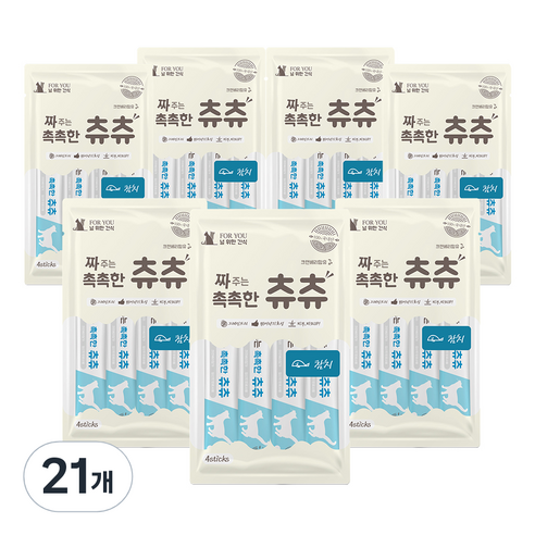 포유널위한간식 짜주는 촉촉한 츄츄 고양이 간식 파우치 56g, 참치, 14g, 21개