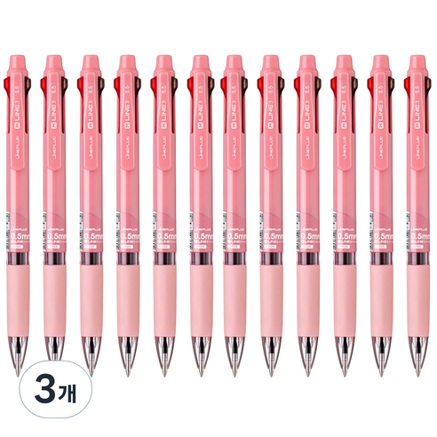 라인플러스 M3 3색볼펜 0.5mm 12p, 코랄, 3개