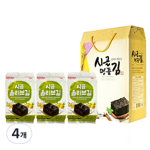 시골 올리브유로 구운김 27봉 선물세트, 108g, 4개