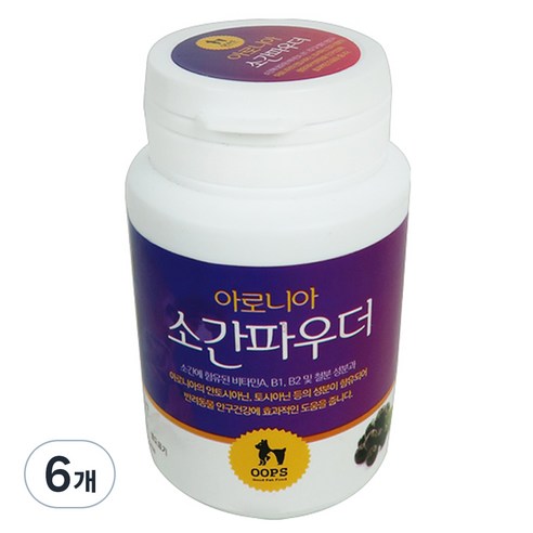 웁스 강아지 아로니아 소간 파우더 영양제, 눈물개선/눈건강, 50g, 6개