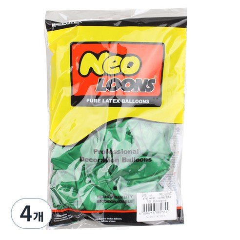 네오룬스 30cm 라운드풍선 50p, 펄 그린, 4개