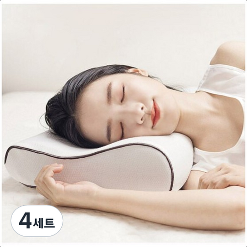 메모리폼 경추베개 + 커버 세트, 화이트, 4세트