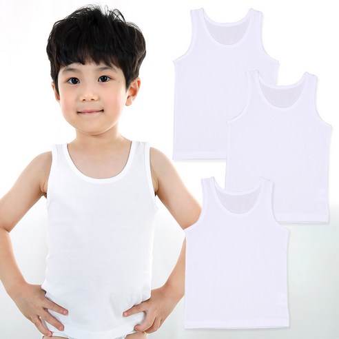 키즈라인 아동용 면100 백물 런닝 3p