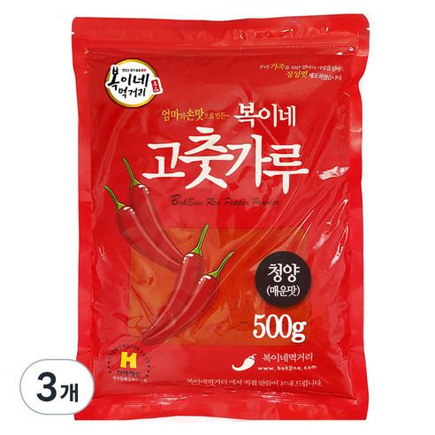 복이네먹거리 중국산 청양고추가루 매운맛 떡볶이 소스용, 500g, 3개