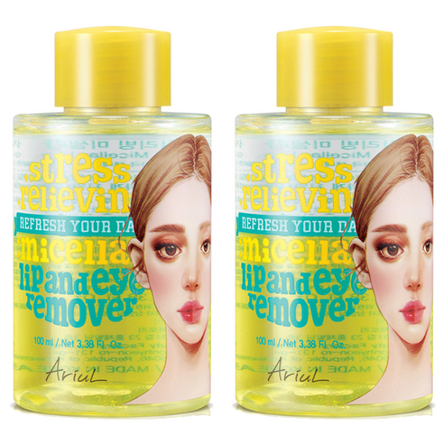 아리얼 스트레스 릴리빙 미셀라 립 앤 아이 리무버, 100ml, 2개