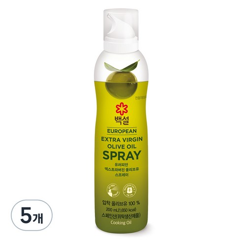 백설 유러피안 엑스트라버진 올리브 오일 스프레이, 5개, 200ml