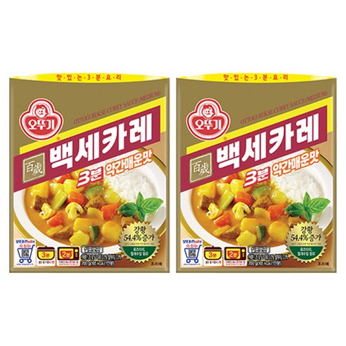 오뚜기3분 백세카레 약간매운맛, 2개, 200g