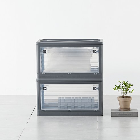 하우스레시피 폴딩 리빙박스, 그레이, 85L, 2개