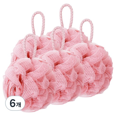 페르노엘 촘촘하고 부드러운 걸이형 버블 샤워볼 세트, 핑크, 5개입, 6개