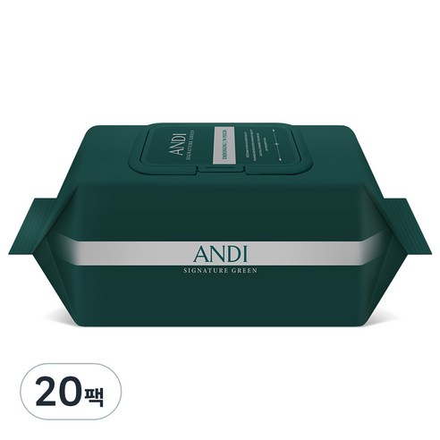 안디 시그니처 그린 저자극 아기 물티슈 캡형 70g, 70매, 20세트