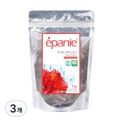 에빠니 유기농 히비스커스 삼각망 티백 숏컷 여름용, 1.5g, 30개입, 3개