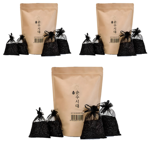순수시대 활성탄 실내 탈취제 본품 + 망사주머니 4개, 500g, 3세트