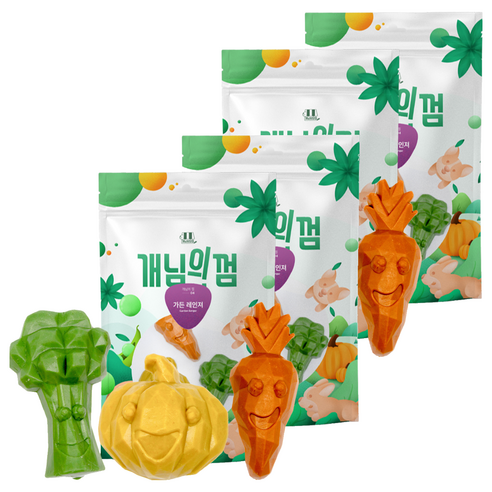 개님의상점 개님의껌 가든레인저 S 덴탈껌, 당근 + 호박 + 브로콜리 혼합맛, 84g, 4개