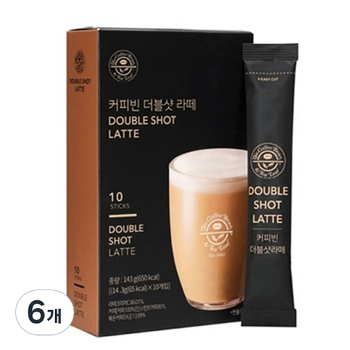 커피빈 더블샷 라떼, 14.3g, 10개입, 6개