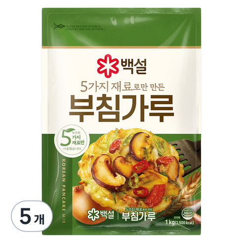 백설 5가지 재료로만 만든 부침가루, 1kg, 5개