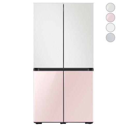 [색상선택형] 삼성전자 비스포크 프리스탠딩 냉장고 방문설치, RF85A93J1AP, 코타 화이트 + 글램 핑크