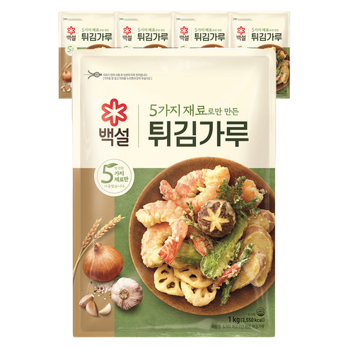 백설 5가지 재료로만 만든 튀김가루, 1kg, 5개