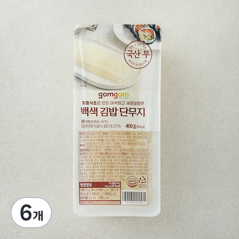 곰곰 백색 김밥 단무지, 400g, 6개