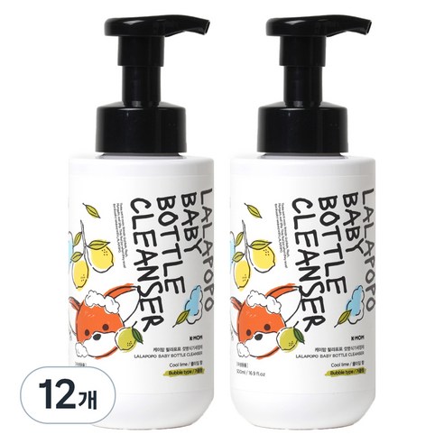 케이맘 랄라포포 유아용 젖병식기세정제 거품형 쿨라임향, 500ml, 12개