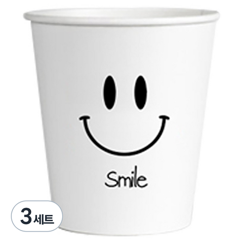 서연 스마일 인쇄 종이컵 180ml, 1000개, 3개