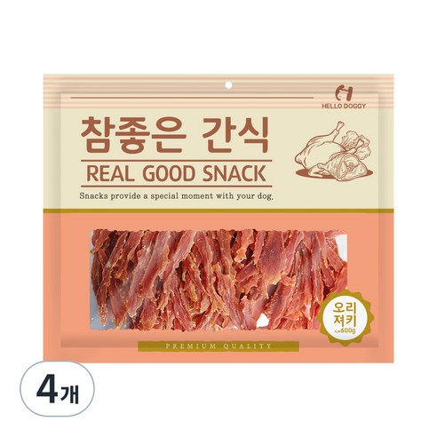 헬로도기 참좋은간식 건조간식, 오리져키, 600g, 4개