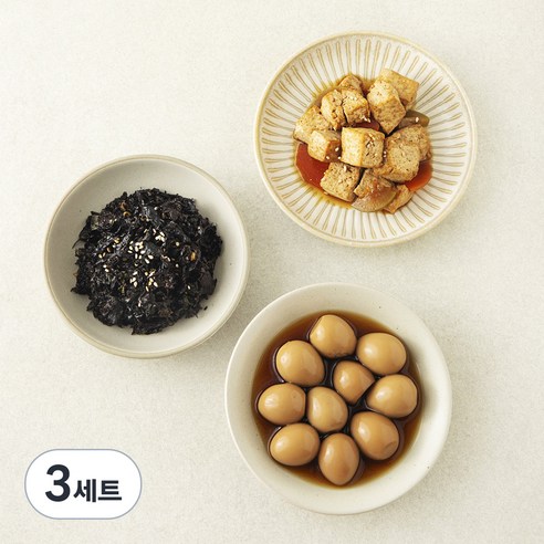 집반찬연구소 3종 A세트 한입두부간장조림 110g + 메추리알간장조림 110g + 파래김무침 40g, 3세트