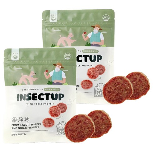 인섹트업 노블프로틴 저알러지 동전져키 강아지간식, 말고기맛, 70g, 2개