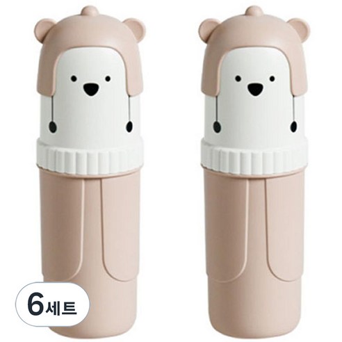 더자카 휴대용 곰돌이 칫솔케이스 2p, 6세트