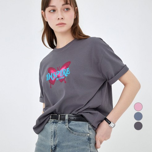 ELLE PARIS 여성용 루즈핏 Inspire 반팔 티셔츠