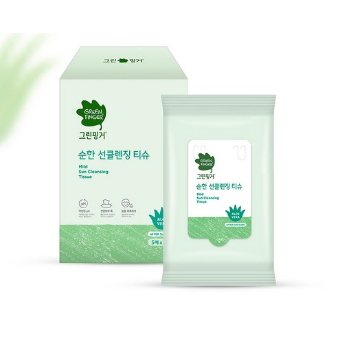 부드럽게 케어하는 그린핑거 순한 선클렌징 티슈