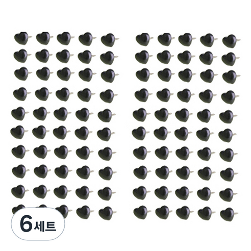 문구담 귀여운 하트모양 압정 세트 블랙, 50개입, 6세트