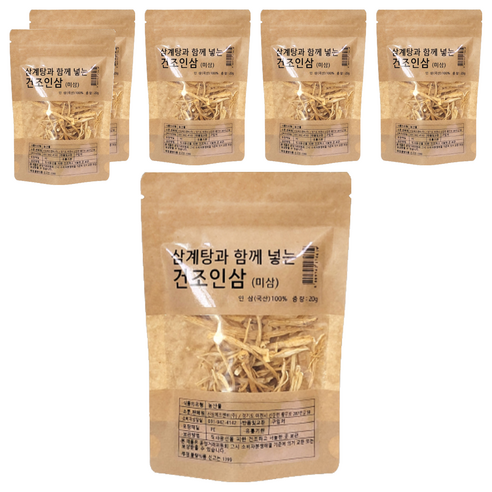 몸애조화 삼계탕과 함께 넣는 건조인삼 미삼, 20g, 6개