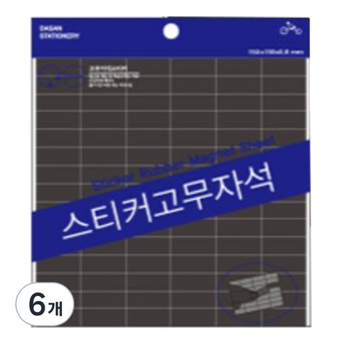 다산사무기 스티커 고무자석 25 x 10 x 90 pcs, 흑색, 6개
