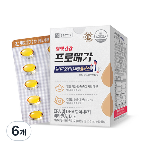 종근당건강 프로메가 알티지 오메가3 플러스, 60정, 6개