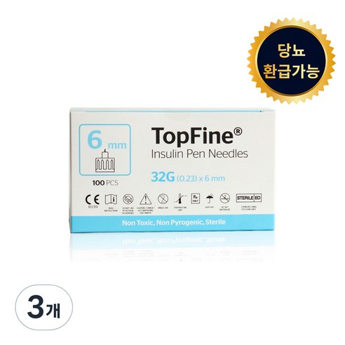 탑파인 펜니들 인슐린주사침 멸균 32G 6mm, 3개