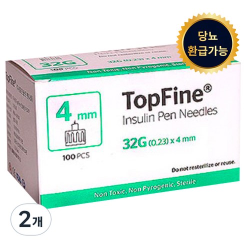탑파인 펜니들 인슐린주사침 멸균 32G 4mm, 2개