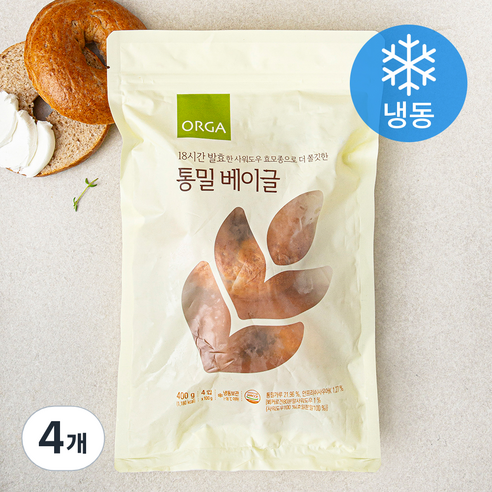 ORGA 통밀 베이글 4입 (냉동), 400g, 4개