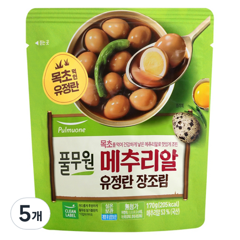 풀무원 메추리알 유정란 장조림, 170g, 5개