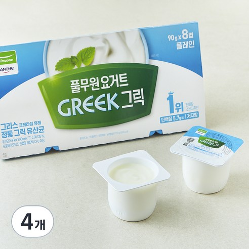 풀무원다논 그릭 플레인 요거트, 90g, 8개입, 4개